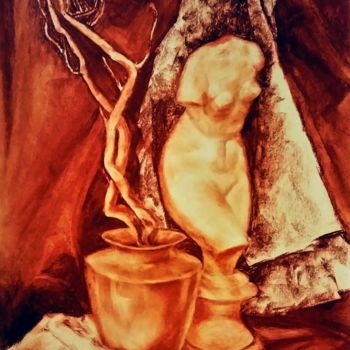 Dessin intitulée "Натюрморт со скульп…" par Galina Gonharova, Œuvre d'art originale, Pastel