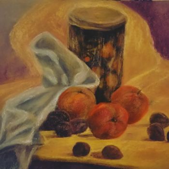 Σχέδιο με τίτλο "Натюрморт с яблоками" από Galina Gonharova, Αυθεντικά έργα τέχνης, Παστέλ