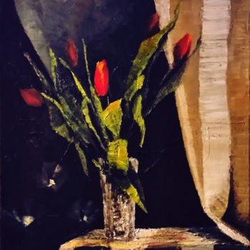 Ζωγραφική με τίτλο "Вечерние огоньки" από Galina Gonharova, Αυθεντικά έργα τέχνης, Λάδι
