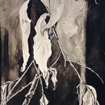 Ζωγραφική με τίτλο "Листья осенью" από Galina Gonharova, Αυθεντικά έργα τέχνης, Γκουάς