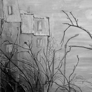 Dibujo titulada "В морозное утро" por Galina Gonharova, Obra de arte original, Bolígrafo