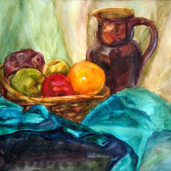 Pittura intitolato "Натюрморт с фруктами" da Galina Gonharova, Opera d'arte originale, Acquarello