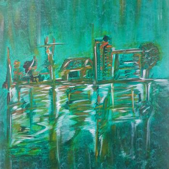 Pittura intitolato "Green Tropical" da Gali Dpy, Opera d'arte originale, Acrilico