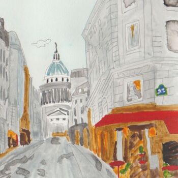 Painting titled "Le Panthéon" by Galia Lettry, Original Artwork, Watercolor