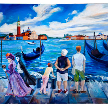 Malerei mit dem Titel "El tiempo y Venecia" von Galia Caren, Original-Kunstwerk, Öl