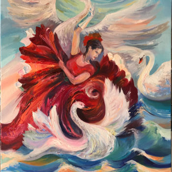 Painting titled "Danza de pasion" by Galia Caren, Original Artwork, Oil