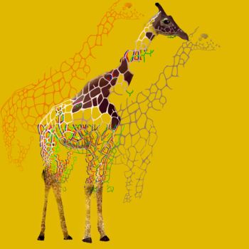 Цифровое искусство под названием "Girafe déstructurée" - Gali, Подлинное произведение искусства, Цифровая живопись Установле…