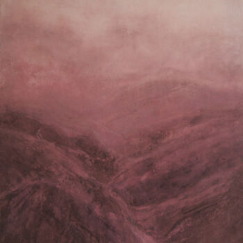 Painting titled "Pink Mountains" by Galina Bayda, Original Artwork, Acrylic Mounted on Wood Stretcher frame