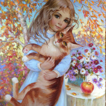 Painting titled "Рыжее счастье" by Galina Bodyakova, Original Artwork, Oil