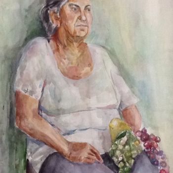 Malerei mit dem Titel "portrait woman" von Galina Grigoryan, Original-Kunstwerk, Aquarell