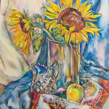 Картина под названием "Still life.Sunflowe…" - Galina Hannemann, Подлинное произведение искусства, Акварель