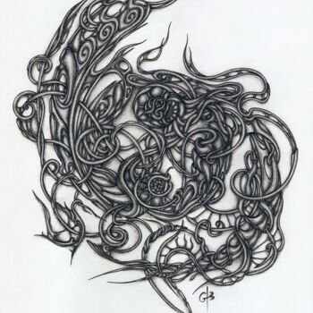 Рисунок под названием "Сonnexion" - Galina Houssam Eddine, Подлинное произведение искусства, Карандаш