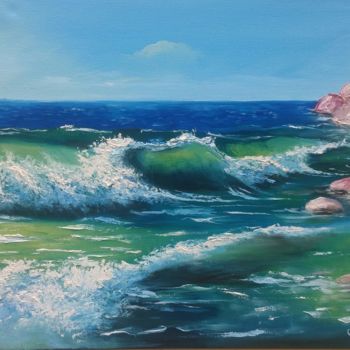 Painting titled "The Sea" by Galina Morozova, Original Artwork, Oil