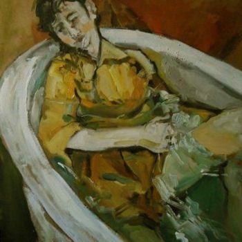 Pintura titulada "Мальчик в ванной" por Tania Shvaiuk, Obra de arte original, Oleo