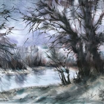 Peinture intitulée "Cold spring" par Galina Poloz, Œuvre d'art originale, Aquarelle