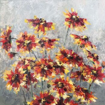 Painting titled "Red and yellow." by Galina Poloz, Original Artwork, Oil
