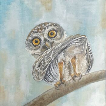 Peinture intitulée ""Little owl" oil pa…" par Galina Sergeeva, Œuvre d'art originale, Huile
