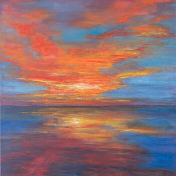 Painting titled "Pacific Sunset" by Galina Vasiljeva, Original Artwork, Oil
