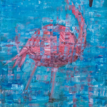 Painting titled "Flamingo. Cyprus" by Galina Vasiljeva, Original Artwork, Oil