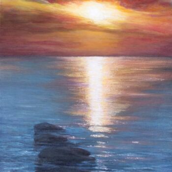 Painting titled "Two paths by sea. Y…" by Galina Vasiljeva, Original Artwork, Oil