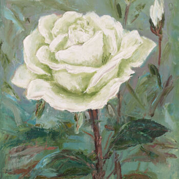 Painting titled "A rose for you." by Galina Vasiljeva, Original Artwork, Oil