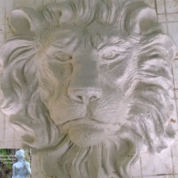 Sculpture titled "Голова льва барельеф" by Galina Pakhomova, Original Artwork, Stone
