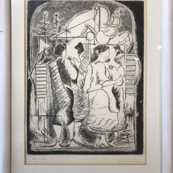 Impressões e gravuras intitulada "The Conversation, b…" por Galindo, Obras de arte originais, Litografia