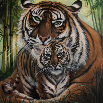 Картина под названием ""Tigress with the t…" - Halyna Mur, Подлинное произведение искусства, Акрил