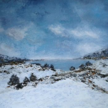 Painting titled "Lac de montagne" by Jocelyne Gallecier, Original Artwork, Acrylic