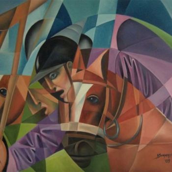 Painting titled "GIOCATORE DI POLO" by Galleria Arte-Vera, Original Artwork, Oil