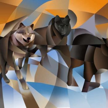 Digital Arts titled "LUPI (WOLVES)" by Galleria Arte-Vera, Original Artwork, Digital Painting