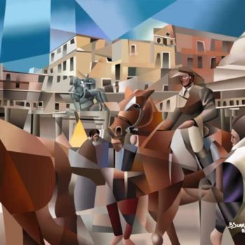 Digitale Kunst getiteld "Napoli - festa in p…" door Galleria Arte-Vera, Origineel Kunstwerk, Digitaal Schilderwerk