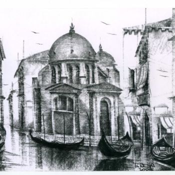 Zeichnungen mit dem Titel "Basilica di Santa M…" von Maria Teresa Mulatti Garibaldi, Original-Kunstwerk