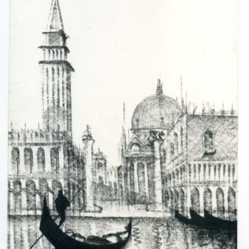 Disegno intitolato "Bacino di San Marco…" da Maria Teresa Mulatti Garibaldi, Opera d'arte originale