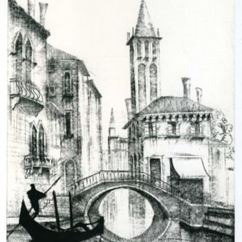 Desenho intitulada "Rio di San Barnaba,…" por Maria Teresa Mulatti Garibaldi, Obras de arte originais
