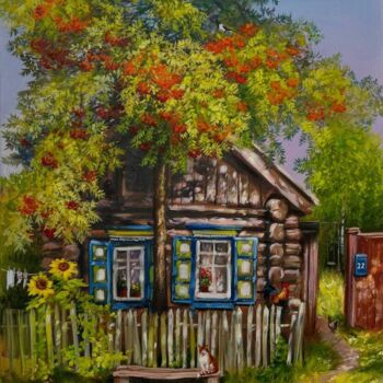 Картина под названием "House with rowan" - Ольга Базанова, Подлинное произведение искусства, Масло