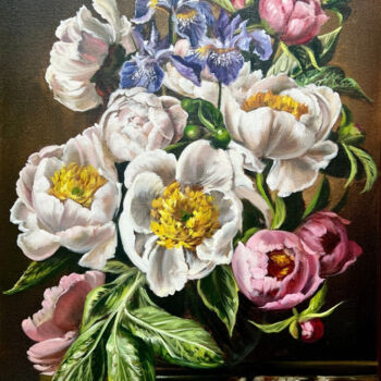 Картина под названием "Kingdom of flowers" - Ольга Базанова, Подлинное произведение искусства, Масло
