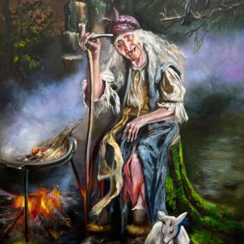 Peinture intitulée "Baba Yaga" par Olga Bazanova, Œuvre d'art originale, Huile