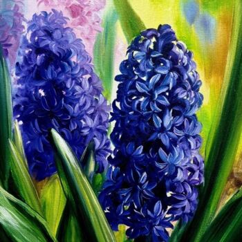 Malerei mit dem Titel "Hyacinth" von Olga Bazanova, Original-Kunstwerk, Öl