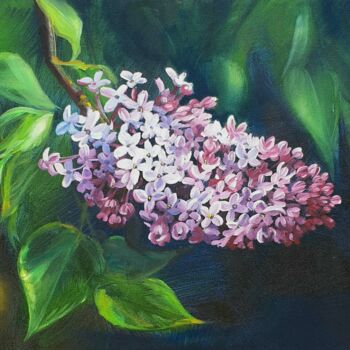Malarstwo zatytułowany „Lilac” autorstwa Ольга Базанова, Oryginalna praca, Olej