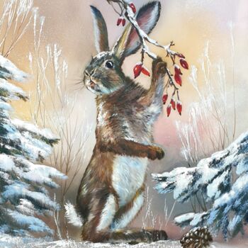 Картина под названием "Year of the Rabbit" - Ольга Базанова, Подлинное произведение искусства, Масло