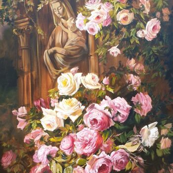 Pittura intitolato "Rosebush Maiden" da Olga Bazanova, Opera d'arte originale, Olio