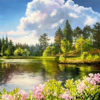 Painting titled "Summer landscape" by Olga Bazanova, Original Artwork, Oil