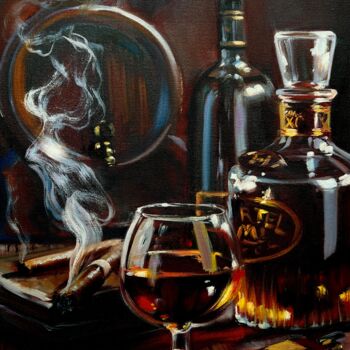 Malerei mit dem Titel "Still life with cig…" von Olga Bazanova, Original-Kunstwerk, Öl
