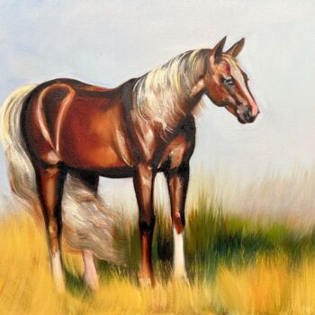 Painting titled "Horse" by Olga Bazanova, Original Artwork, Oil