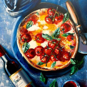 Malerei mit dem Titel "Italian pizza" von Olga Bazanova, Original-Kunstwerk, Öl