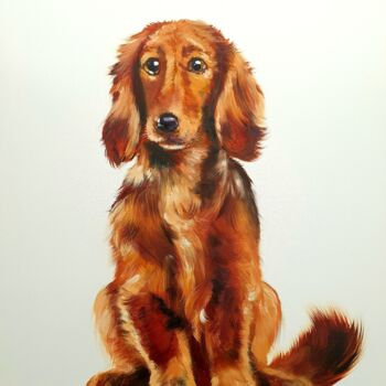 Painting titled "Dog" by Olga Bazanova, Original Artwork, Oil