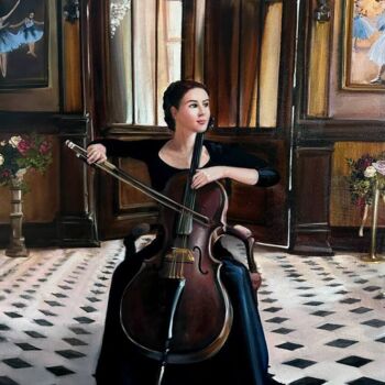 Pittura intitolato "Cello" da Olga Bazanova, Opera d'arte originale, Olio