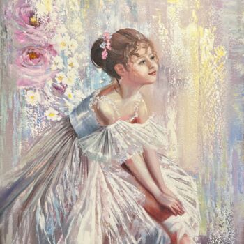 Painting titled "Little Ballerina" by Olga Bazanova, Original Artwork, Oil