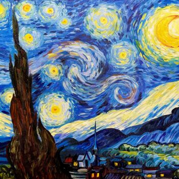 Картина под названием "Starry night" - Ольга Базанова, Подлинное произведение искусства, Масло